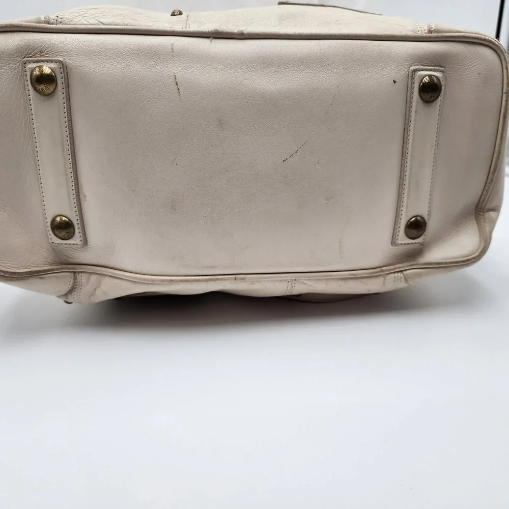 Louis Vuitton White Leather Sac Riveting Bag - Dust Bag + Lock & Key + COA - Picture 14 of 16